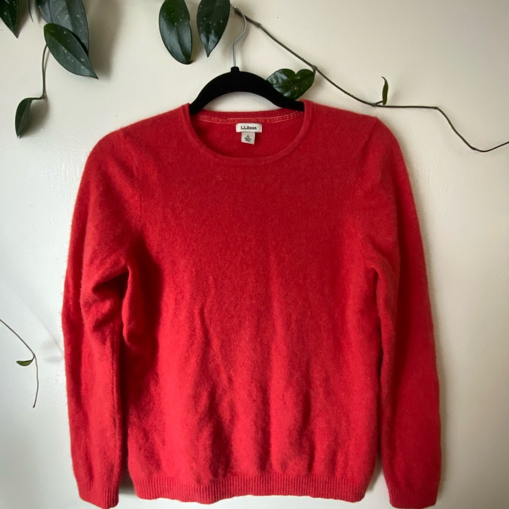 LL Bean Cashmere Crew Neck Sweater Red Size L